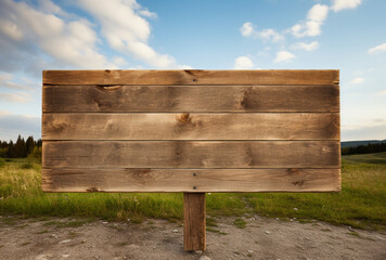 Blank empty wooden rustic sign board. Ai Generated Images