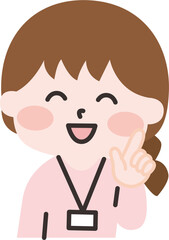 Obraz premium ネームをつけた女性スタッフ 