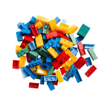 ABS plastic lego bricks isolate background