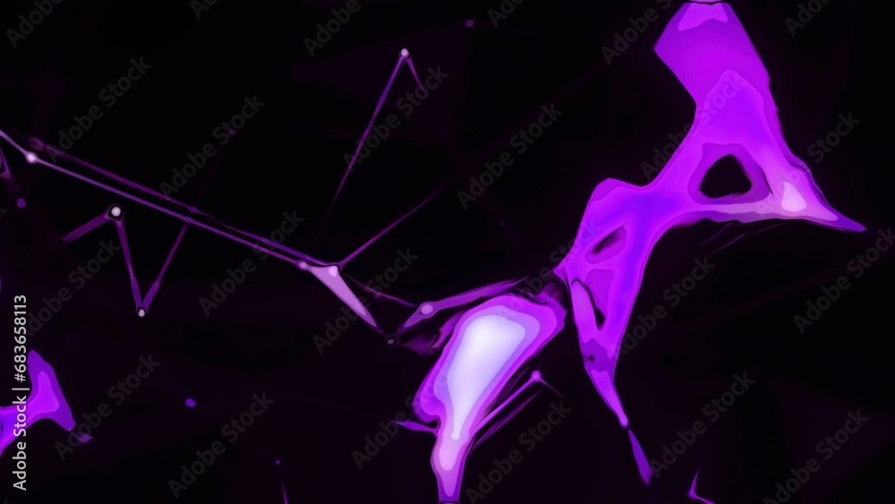 Aufkleber grid with lines and colorful triangles. motion. shimmering colorful spots in cyber grid of 3d space.