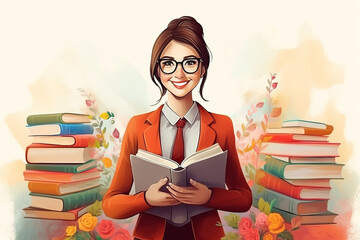 Teacher woman design for teacher's day concept with Generative AI.