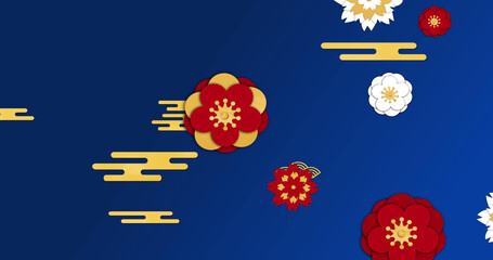 Image of chinese pattern on blue background