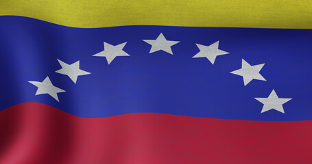 Image of close up of waving flag of venezuela