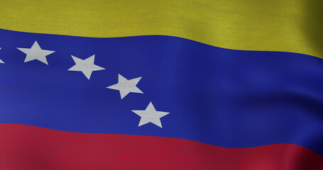 Image of close up of waving flag of venezuela