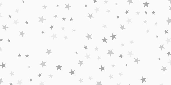 Vector silver stars silver star celebration confetti, seamless pattern with stars festive wrapping paper background kids texture.