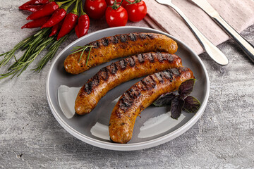 Grilled meat sausages with spices