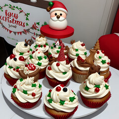 christmas cake with candles,ai generated 