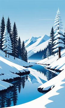 a snow-laden forest stretches in serene beauty by ai generated