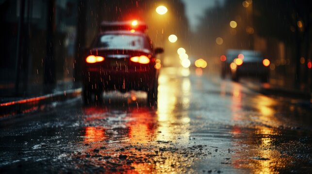 Car Riding Under Heavy Rainfall, Wallpaper Pictures, Background Hd 