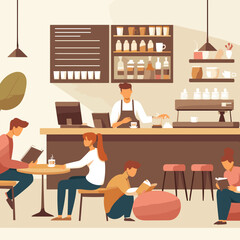 People work and meeting in cofee shop