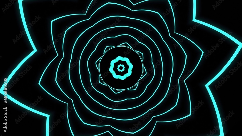 Poster bright lines of hypnotic floral pattern with circles. design. simple circles moving in flow of hypno
