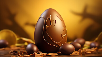 Delicious egg chocolate, Easter, Easter, holiday decoration material, PPT background - obrazy, fototapety, plakaty