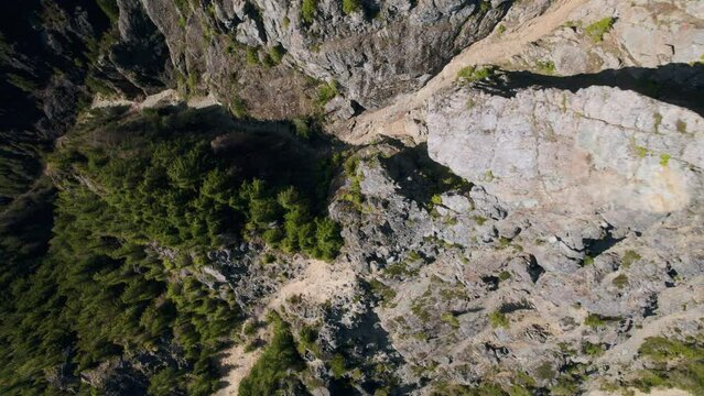 Drone Top View of Rugged Mountain Terrain