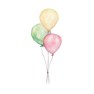 Watercolor colorful cute ballons