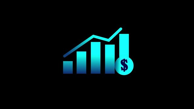 Business growth sign with dollar icon, graph Up Icon looping animation.