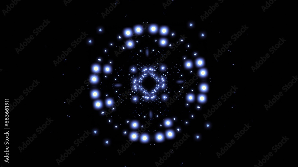 Poster space cyber tunnel with glowing dots. design. cosmic pattern with glowing dots in tunnel. tunnel wit