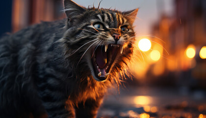 Recreation of angry cat. Artificial Intelligence - obrazy, fototapety, plakaty