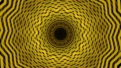 Moving hypnotic pattern of triangular lines. Design. Hypnotic pattern of zigzag lines. Zigzags in circular lines of pulsating hypnotic pattern