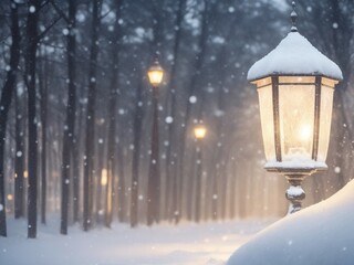 Illumination and snow blurred background