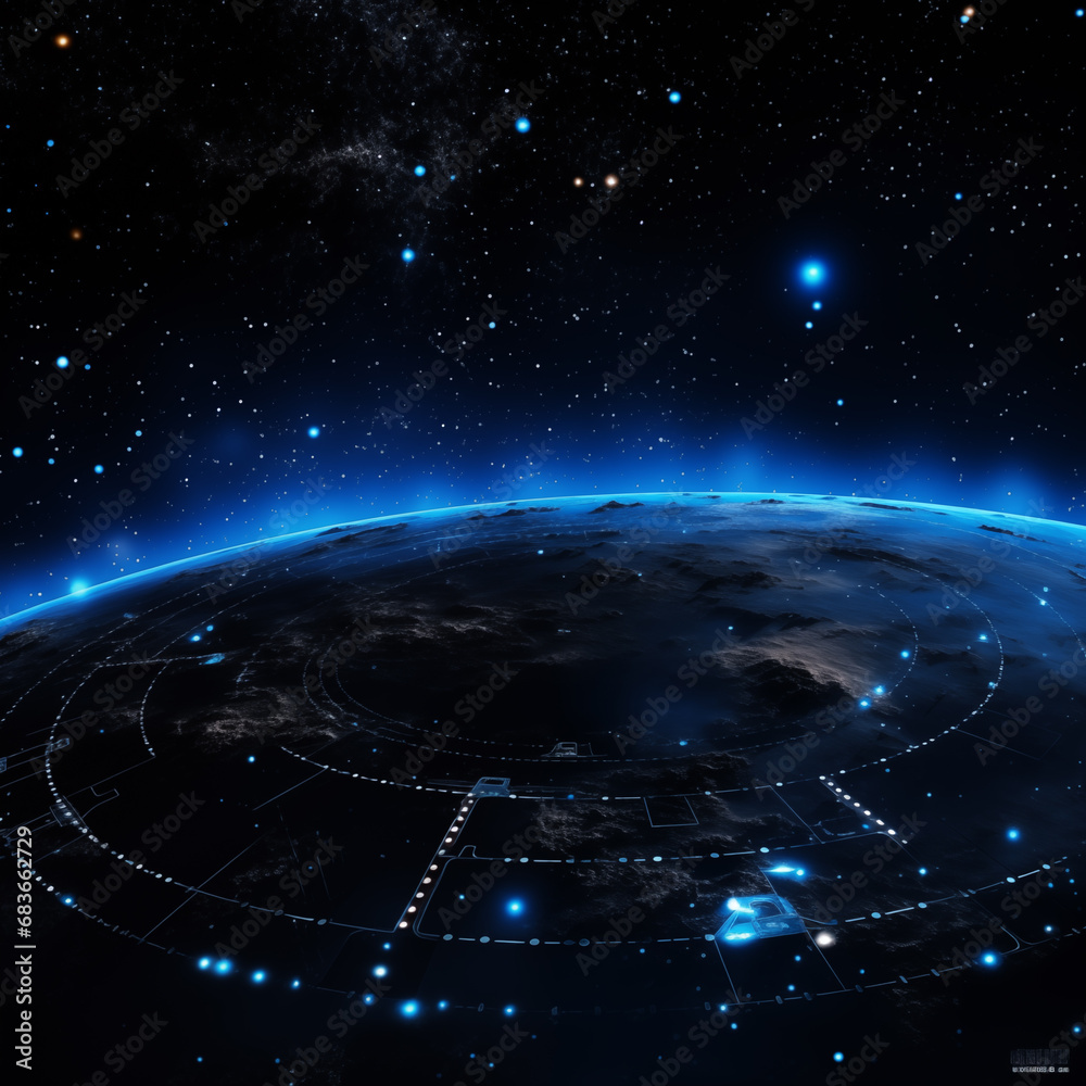 Sticker earth and light in space,created with generative ai tecnology.