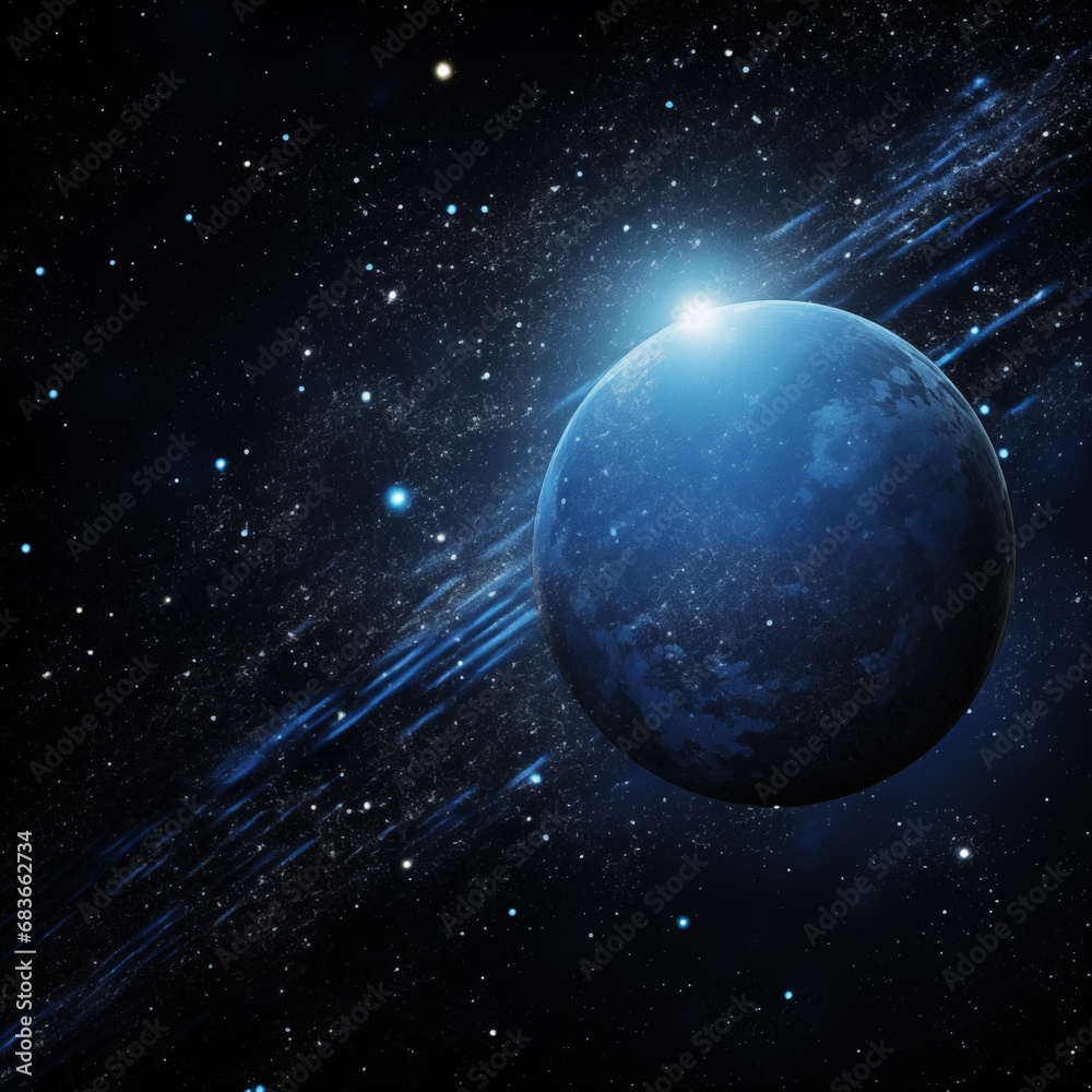 Sticker earth and light in space,created with generative ai tecnology.