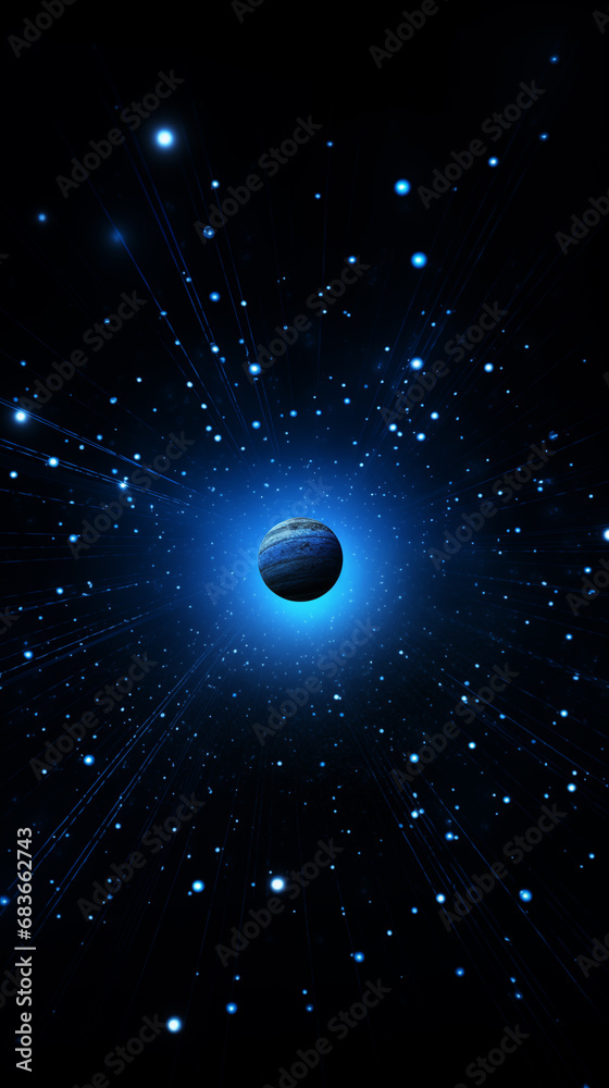 Sticker earth and light in space,created with generative ai tecnology.
