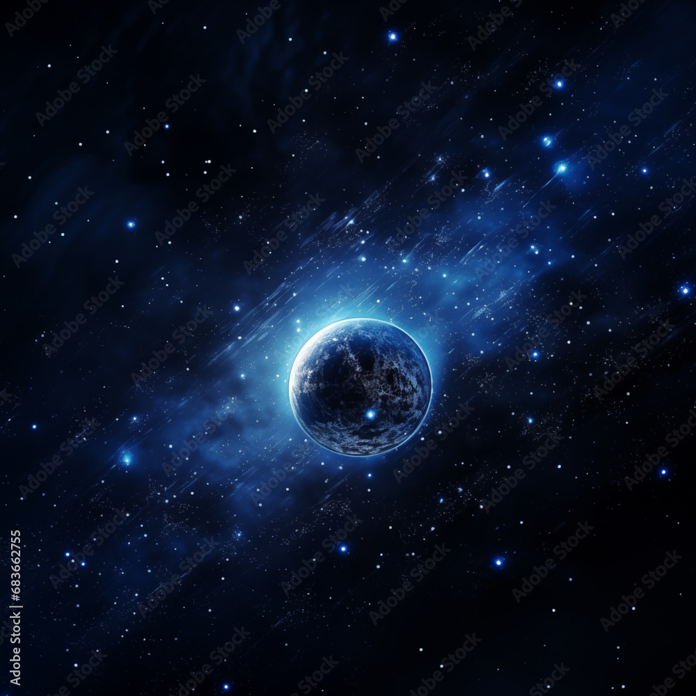 Sticker earth and light in space,created with generative ai tecnology.