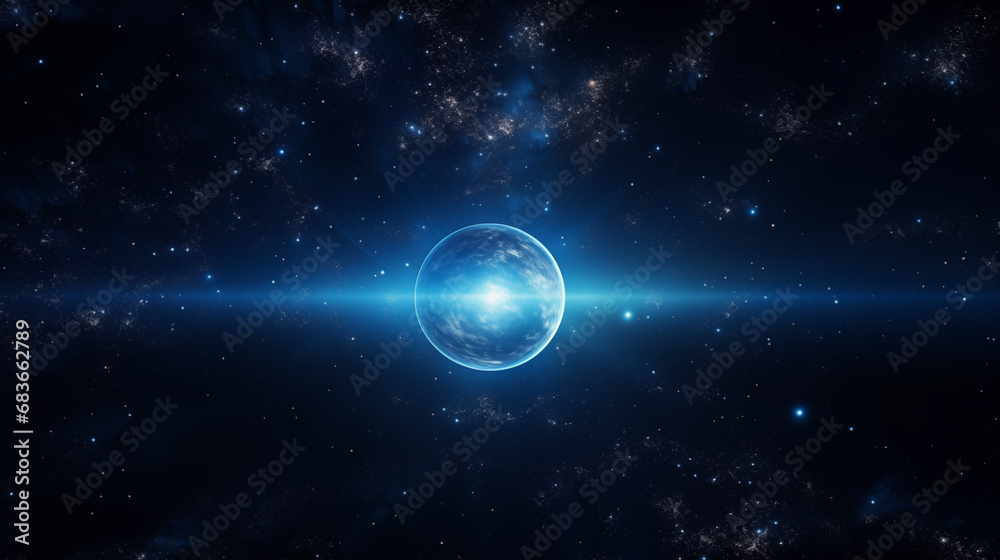 Sticker earth and light in space,created with generative ai tecnology.