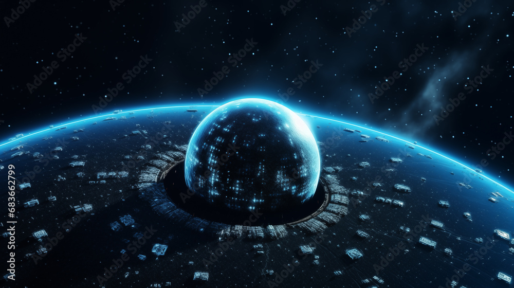 Sticker earth and light in space,created with generative ai tecnology.