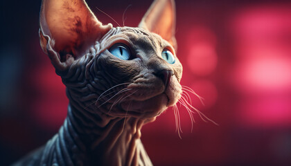 Recreation of a Sphynx cat staring - obrazy, fototapety, plakaty