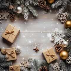 Fototapeta na wymiar christmas background with christmas tree and decorations