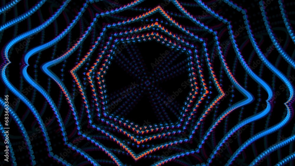 Poster animation with moving linear patterns of dots. design. moving dotted lines in bright pattern on blac