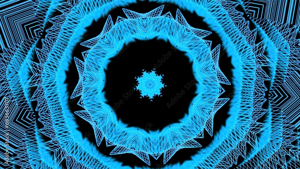 Poster circular cyber pattern with moving flashing lines. design. circular moving pattern with flashing str