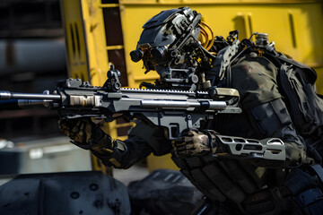 Fototapeta premium military humanoid combat robot concept