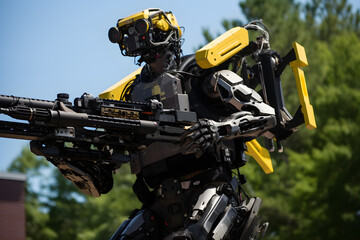 Fototapeta na wymiar military humanoid combat robot concept