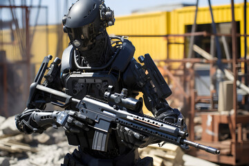 Fototapeta premium military humanoid combat robot concept