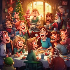family enjoys Christmas time together