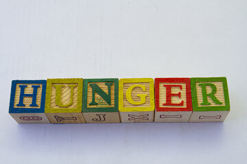 The term hunger visually displayed on a clear background with copy space