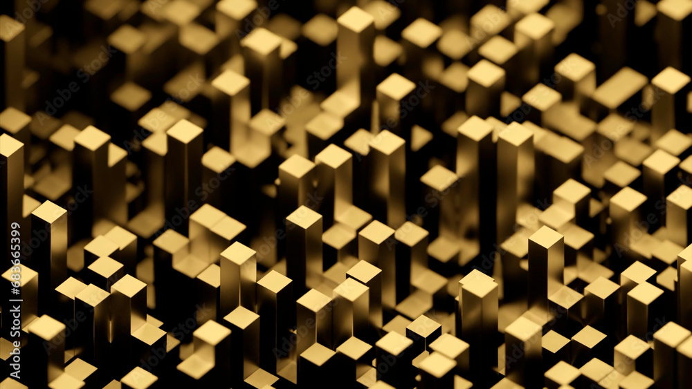 Aufkleber abstract rows of square shaped blocks randomly sliding up and down. design. technological background