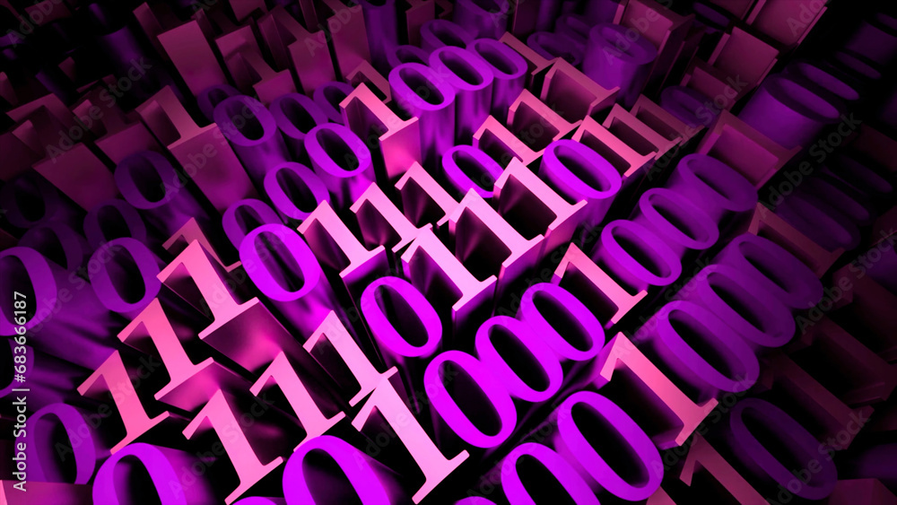 Poster waving number ones and zeros. design. binary code, concept of computer language.
