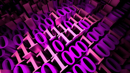 Obraz premium Waving number ones and zeros. Design. Binary code, concept of computer language.