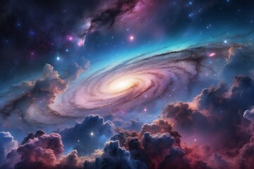 Obraz premium Celestial Dreamscape: Nebula's Embrace Galaxy Sky