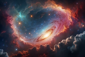 Fototapeta na wymiar Celestial Dreamscape: Nebula's Embrace Galaxy Sky