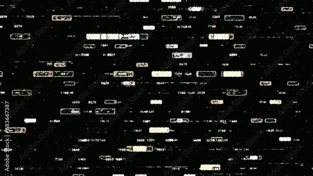 Aufkleber abstract geometric technological pattern with blocks of data moving on black background. animation. 