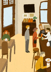 illustration of cafe