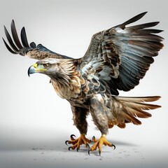 Obraz premium Low Angle Buteo Augur Bird Prey, Isolated On White Background, For Design And Printing