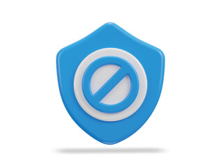 shield with security block, user ban icon isolated illustration