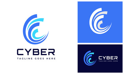 Modern initial letter C with Swoosh swap speed circular or circle logo design
