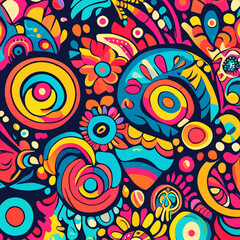 Colorful festive theme psychedelic graffiti abstract background digital wallpaper asymmetric 