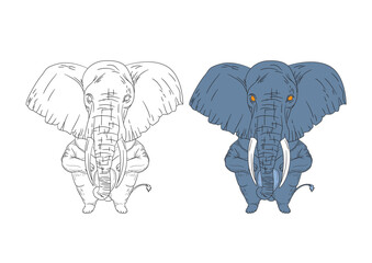 cute animal illustration for book drawing page